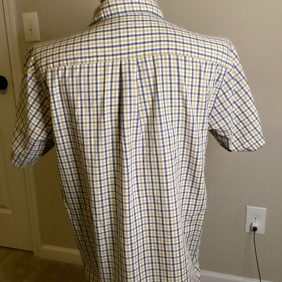 Mens Patagonia Button Up Short Sleeved Top white/tan/blue medium - Picture 3 of 4